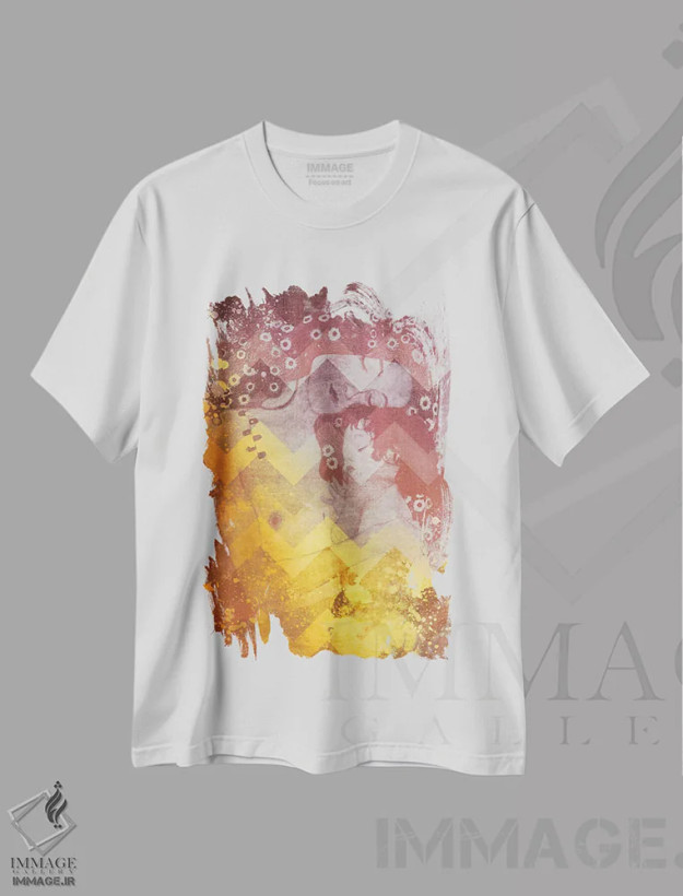 تیشرت سفید طرح دار مادر و کودک چهارم، هنر دیجیتال اثر فایو بای فایو کالکتیو | فروشگاه ایماژ