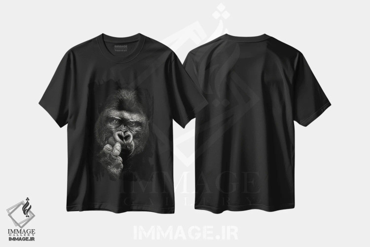 تیشرت مشکی طرح دار نگرش، عکاسی سیاه و سفید اثر کریستین مِرمان | فروشگاه ایماژ