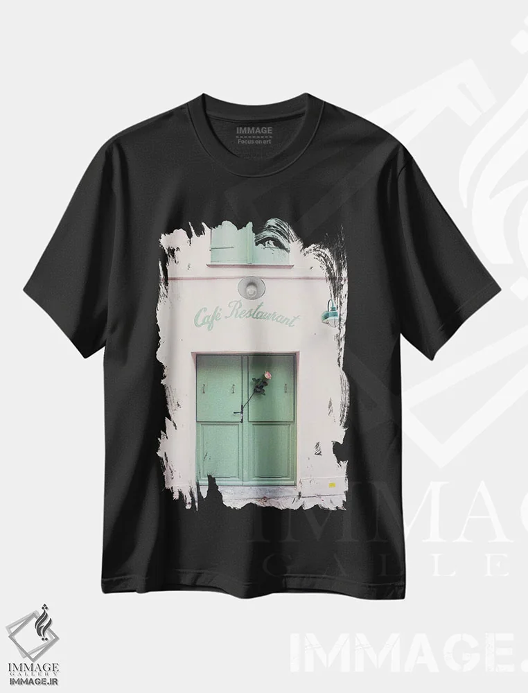 تیشرت مشکی طرح دار رستوران کافهٔ پاریس، مدیوم اثر کارولین مینت | immage.ir