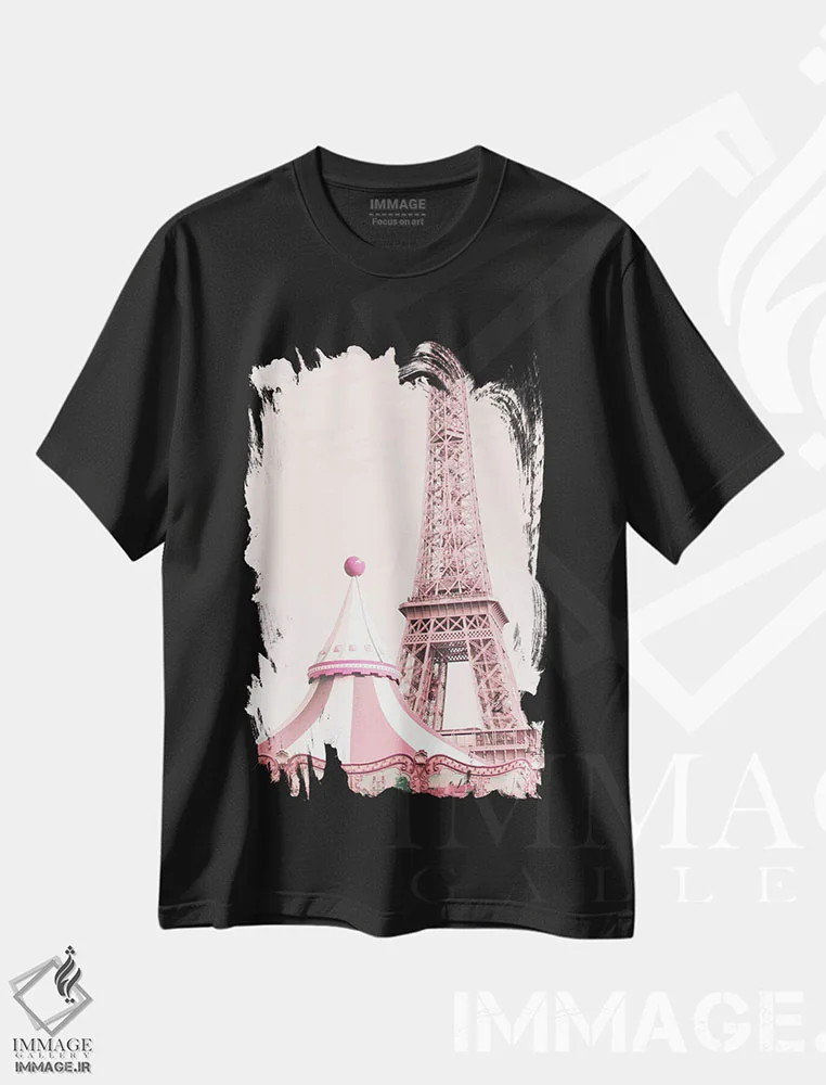 تیشرت مشکی طرح دار چرخ وفلک پاریس، مدیوم اثر کارولین مینت | فروشگاه ایماژ
