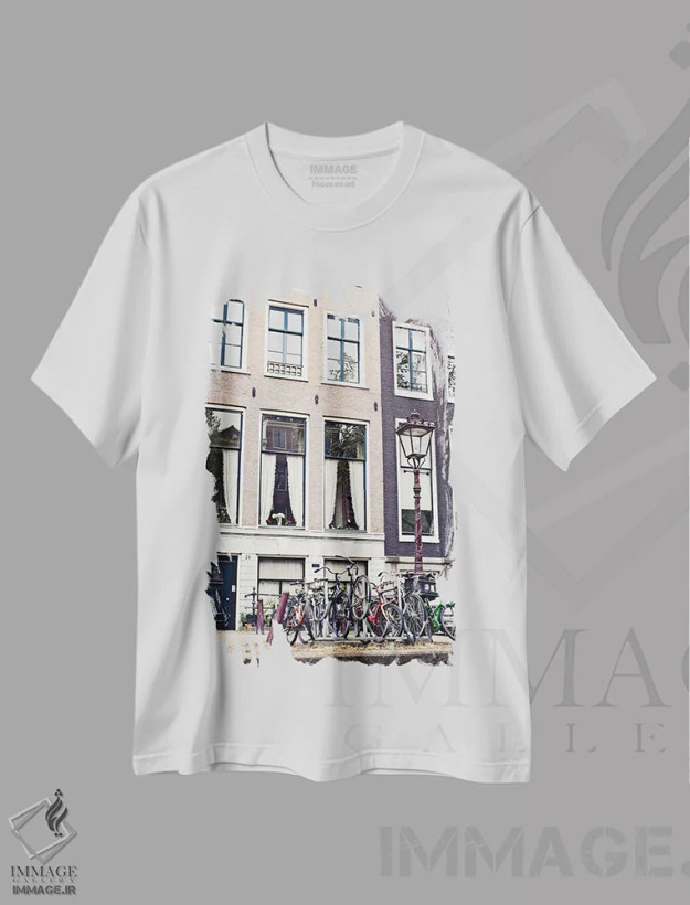 تیشرت سفید طرح دار دوچرخه های آمستردام، مدیوم اثر کارولین مینت | فروشگاه ایماژ