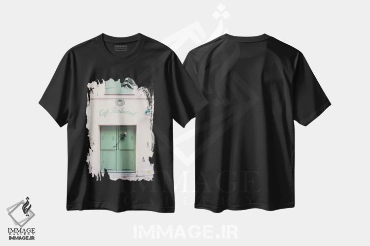 تیشرت مشکی طرح دار رستوران کافهٔ پاریس، مدیوم اثر کارولین مینت | immage.ir