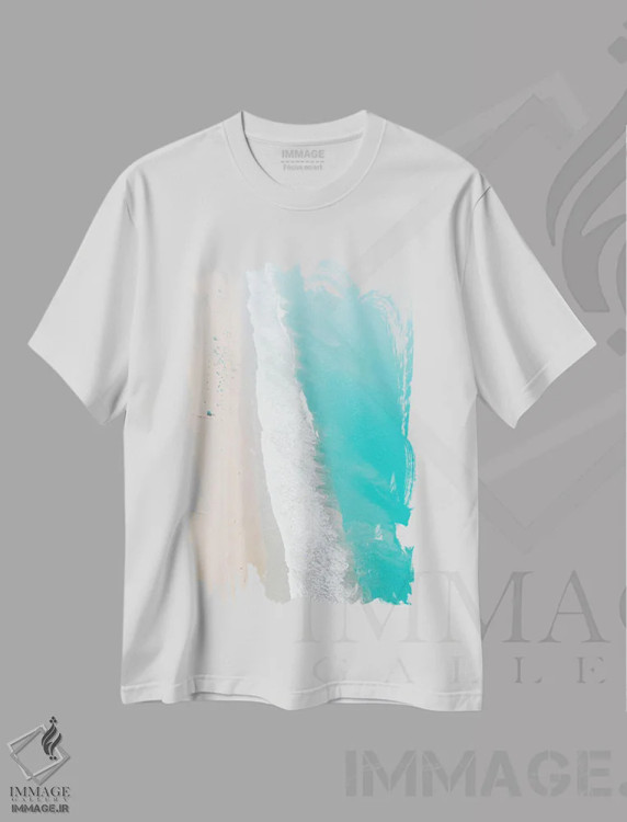 تیشرت سفید طرح دار ساحل سانتا مونیکا، دکور ساحلی اثر کارولین مینت | immage.ir