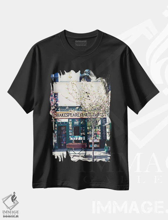 تیشرت مشکی طرح دار شکسپیر اند کو، تزئینی اثر کارولین مینت | فروشگاه ایماژ