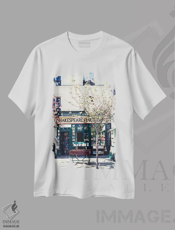تیشرت سفید طرح دار شکسپیر اند کو، تزئینی اثر کارولین مینت | immage.ir