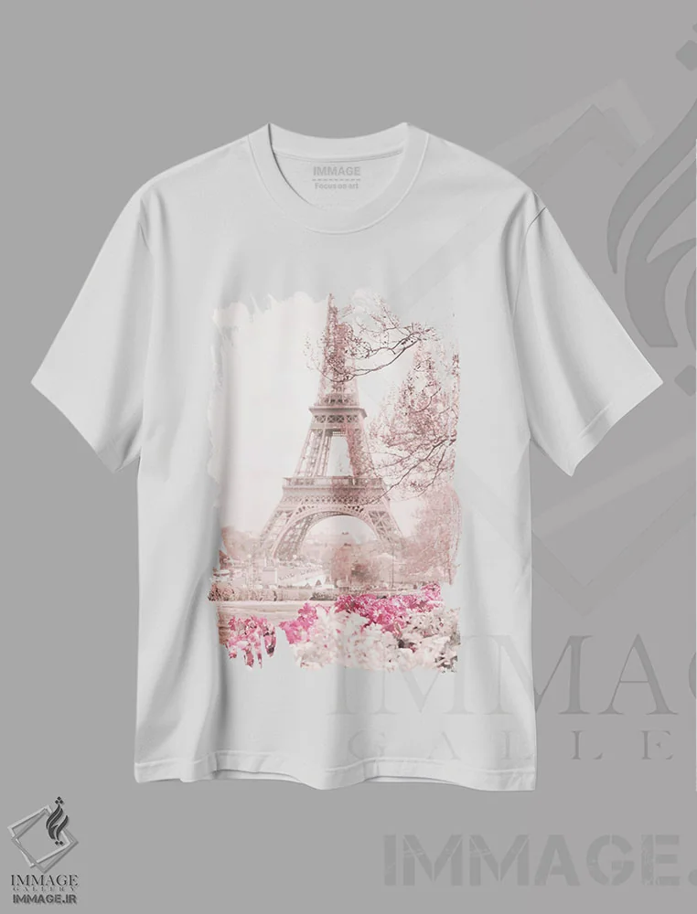 تیشرت سفید طرح دار بهار در پاریس است، تزئینی اثر کارولین مینت | immage.ir