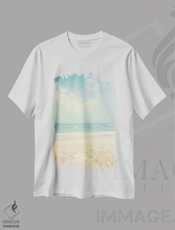 تیشرت سفید طرح دار عشق ساحلی، دکور ساحلی اثر کارولین مینت | فروشگاه ایماژ