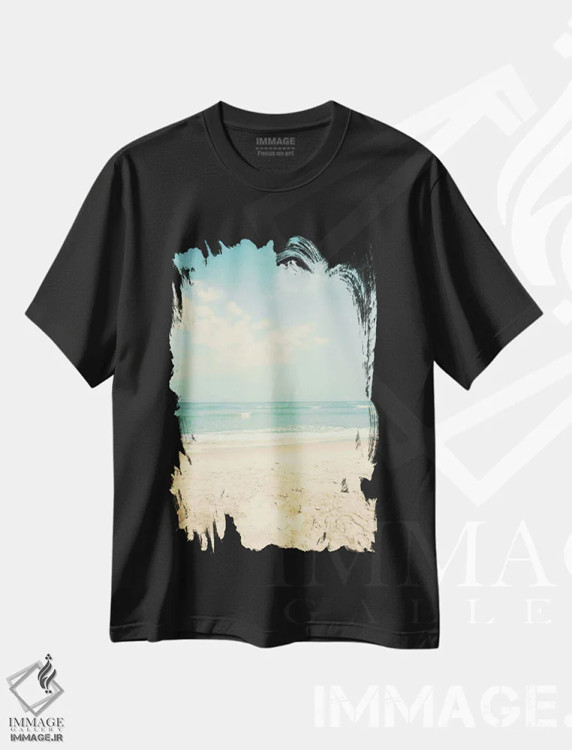 تیشرت مشکی طرح دار عشق ساحلی، دکور ساحلی اثر کارولین مینت | immage.ir