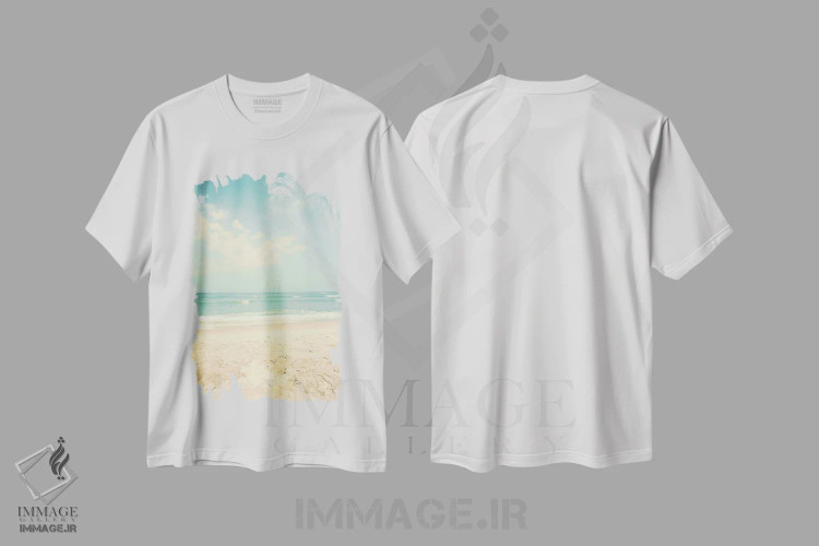 تیشرت سفید طرح دار عشق ساحلی، دکور ساحلی اثر کارولین مینت | فروشگاه ایماژ