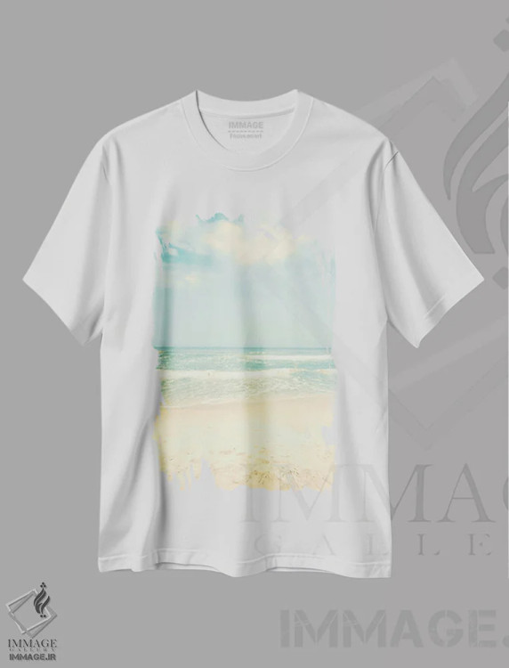 تیشرت سفید طرح دار لذت های ساحلی، دکور ساحلی اثر کارولین مینت | immage.ir