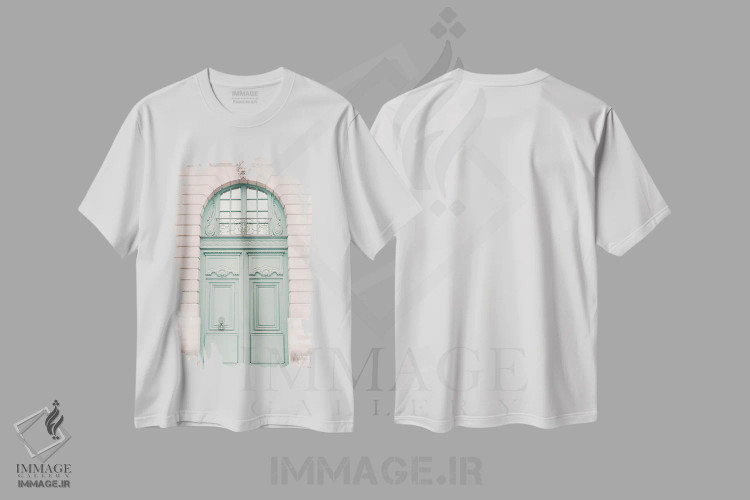 تیشرت سفید طرح دار در نعناعی پاریس، تزئینی اثر کارولین مینت | فروشگاه ایماژ