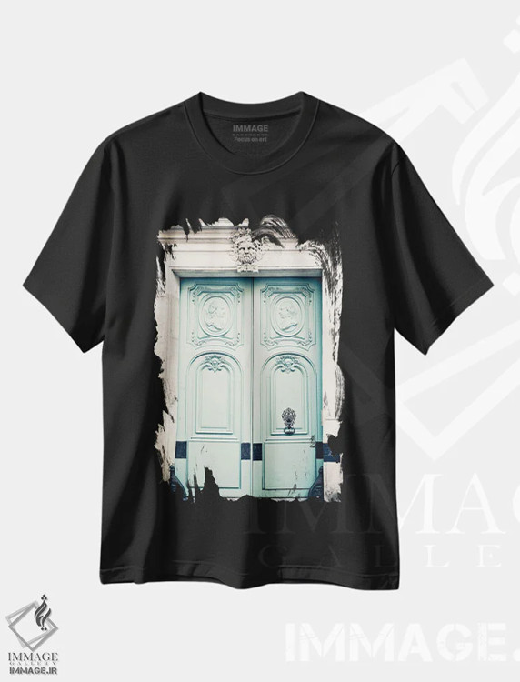 تیشرت مشکی طرح دار در پاریس، عاشقان، تزئینی اثر کارولین مینت | فروشگاه ایماژ