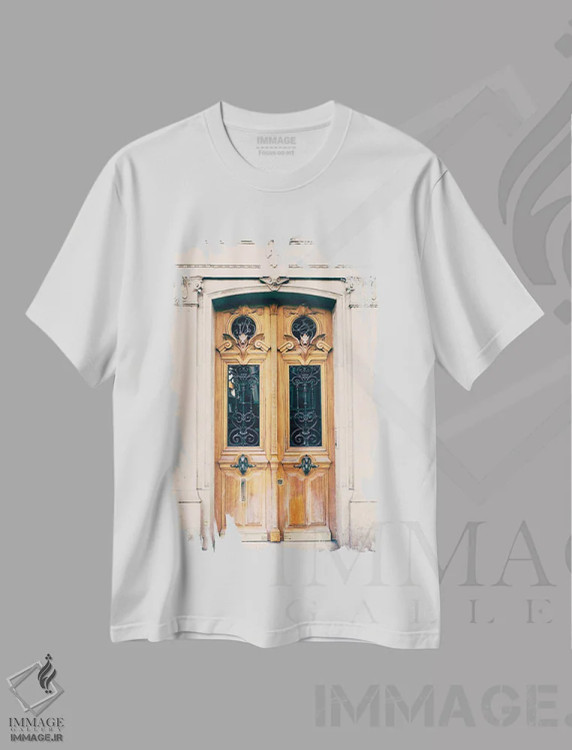 تیشرت سفید طرح دار در پاریس، خردلی، تزئینی اثر کارولین مینت | immage.ir