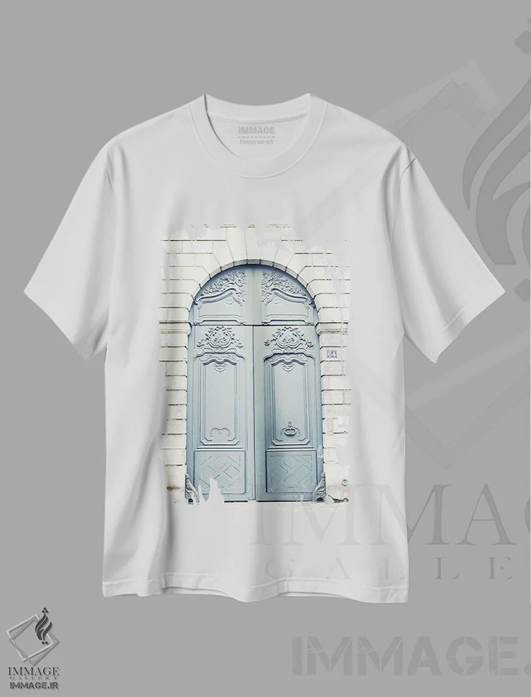 تیشرت سفید طرح دار در پاریس، سبز نعناعی طوسی، تزئینی اثر کارولین مینت | immage.ir