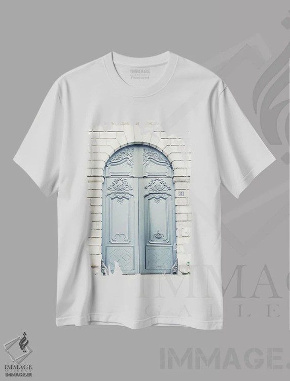 تیشرت سفید طرح دار در پاریس، سبز نعناعی طوسی، تزئینی اثر کارولین مینت | immage.ir