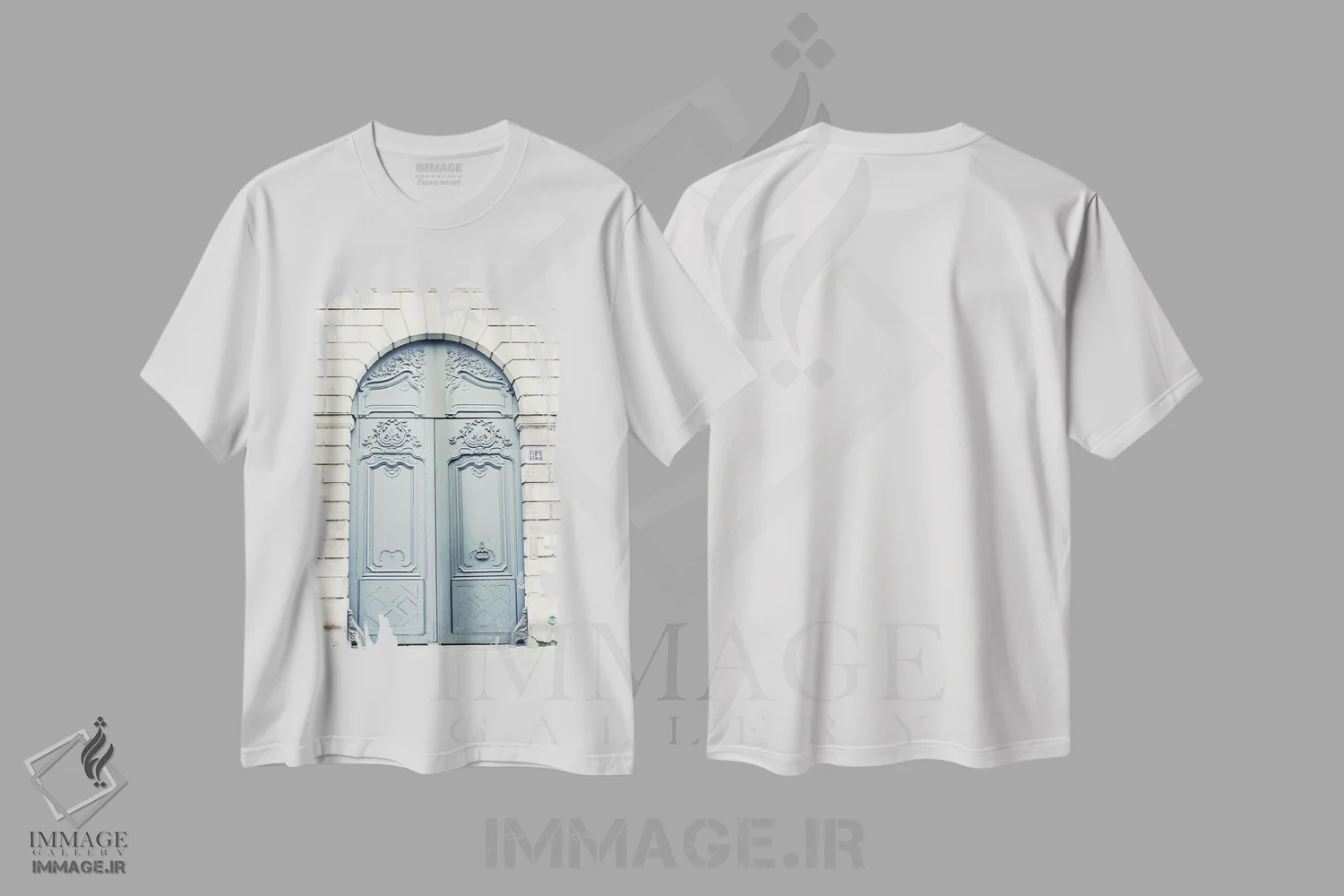 تیشرت سفید طرح دار در پاریس، سبز نعناعی طوسی، تزئینی اثر کارولین مینت | immage.ir