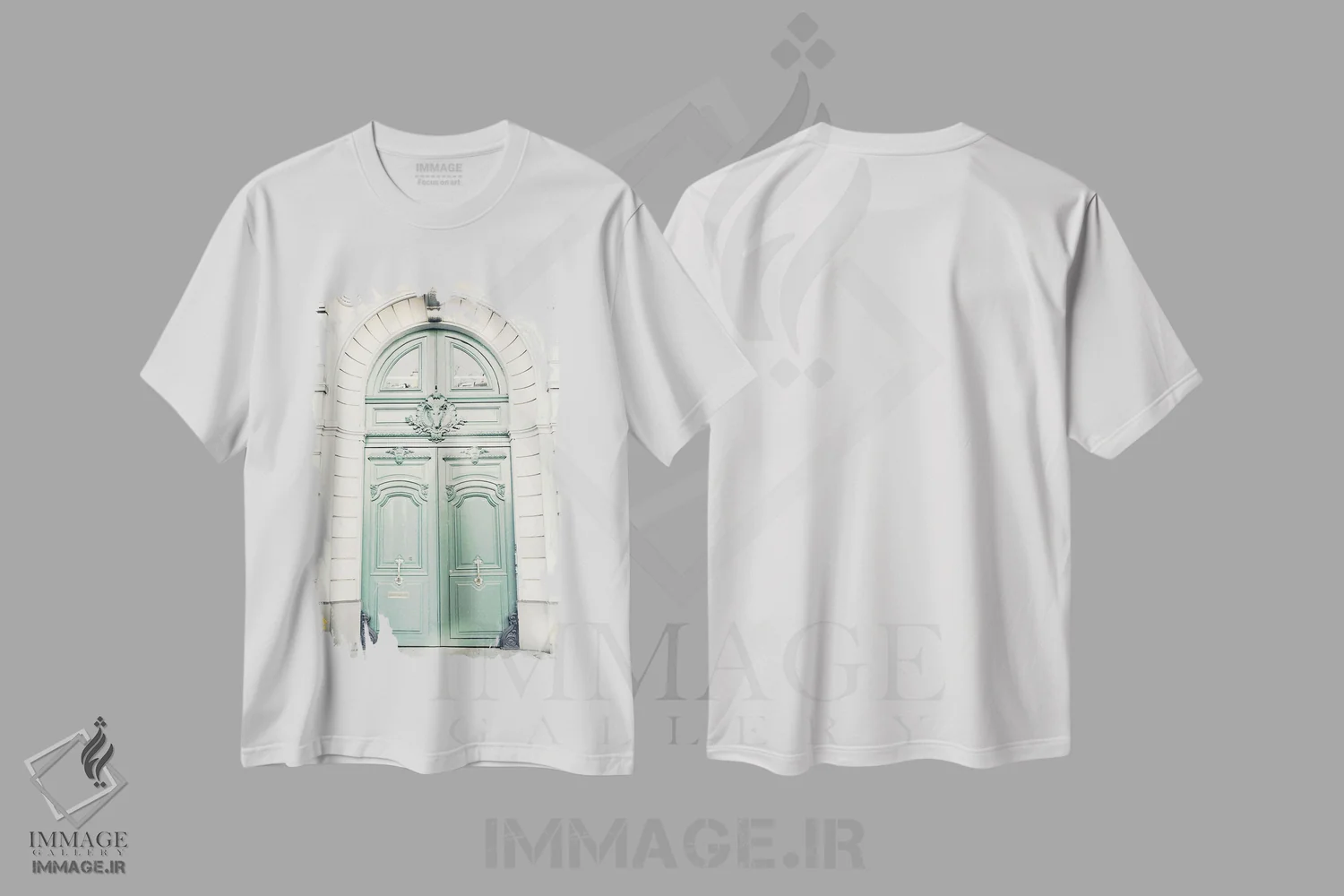 تیشرت سفید طرح دار در پاریس، سبز نعناعی، تزئینی اثر کارولین مینت | فروشگاه ایماژ