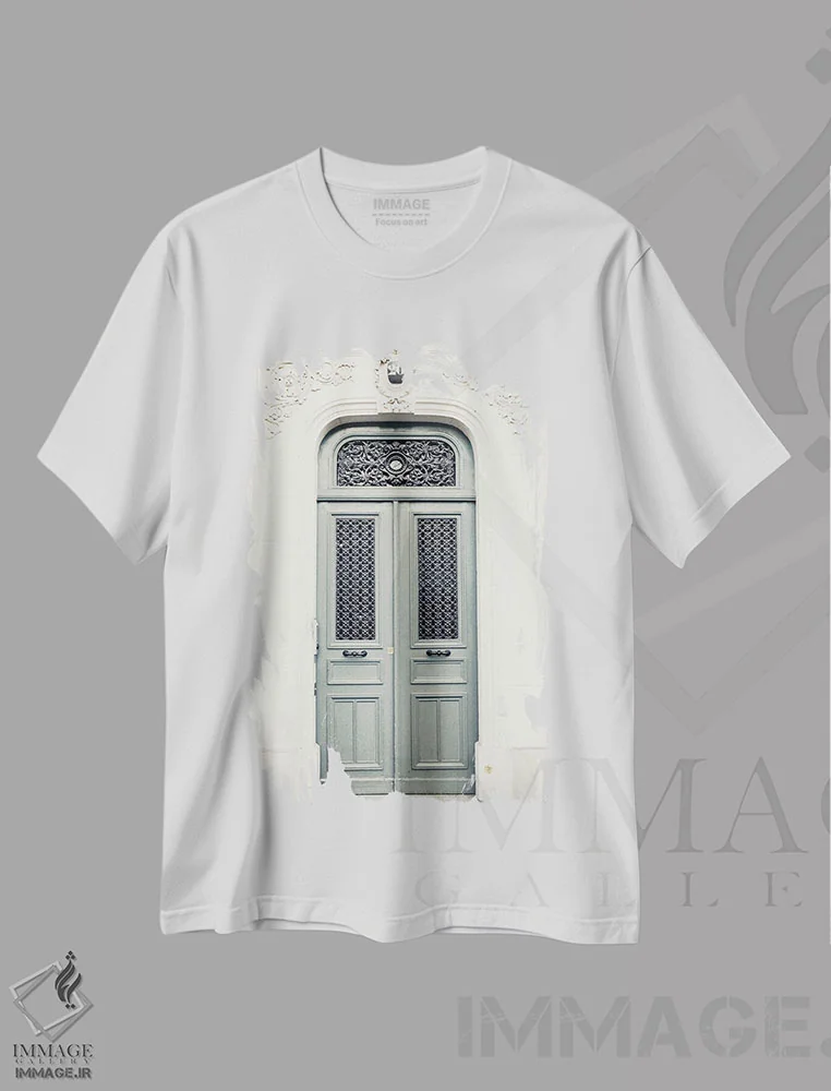 تیشرت سفید طرح دار در پاریس، طوسی، تزئینی اثر کارولین مینت | فروشگاه ایماژ