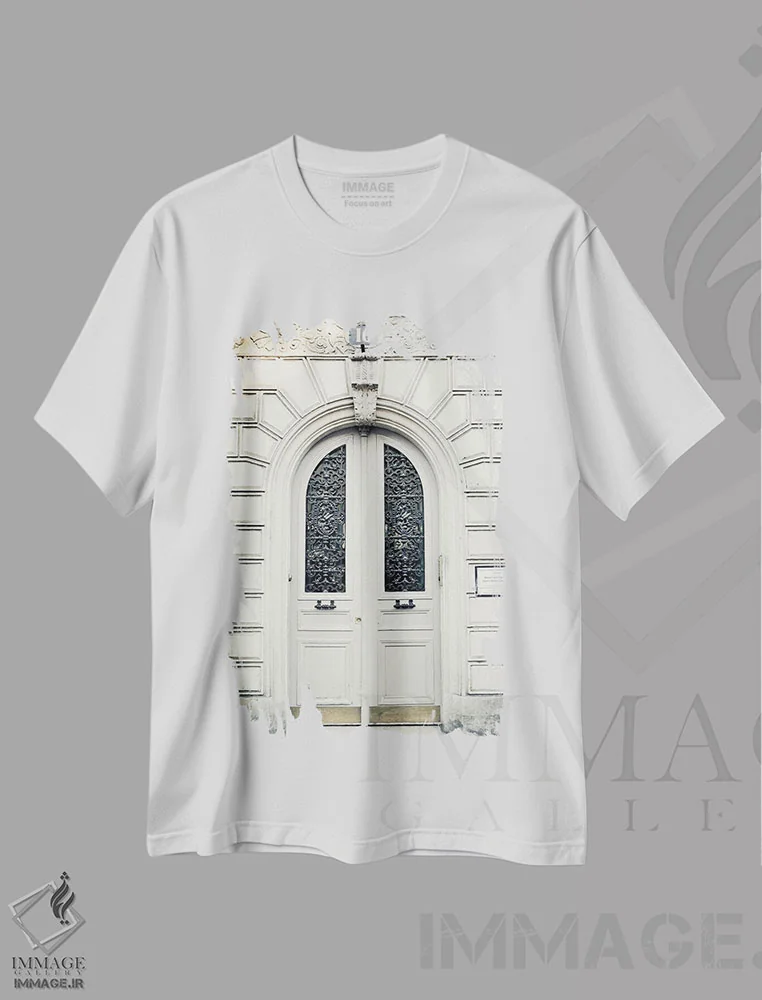 تیشرت سفید طرح دار Light Gray,درب پاریسی، خاکستری روشن، تزئینی اثر کارولین مینت | immage.ir