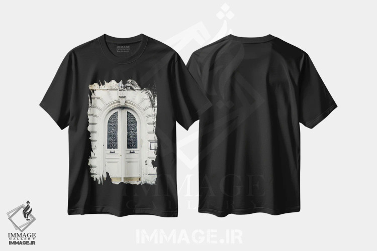 تیشرت مشکی طرح دار Light Gray,درب پاریسی، خاکستری روشن، تزئینی اثر کارولین مینت | فروشگاه ایماژ