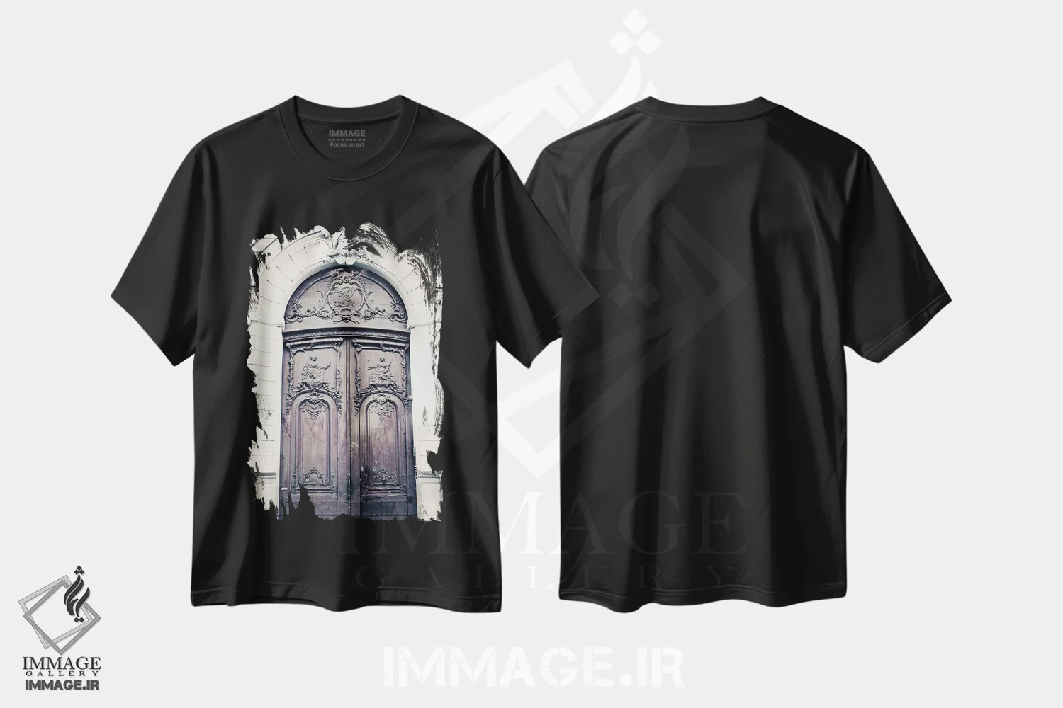 تیشرت مشکی طرح دار Dark Purple,درب پاریسی، بنفش تیره، تزئینی اثر کارولین مینت | immage.ir