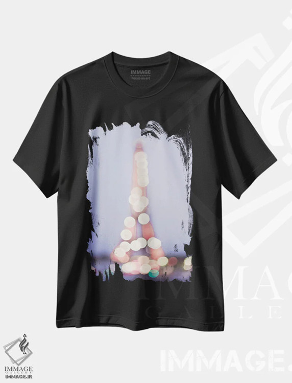تیشرت مشکی طرح دار چراغ های برج ایفل، مدیوم اثر کارولین مینت | immage.ir