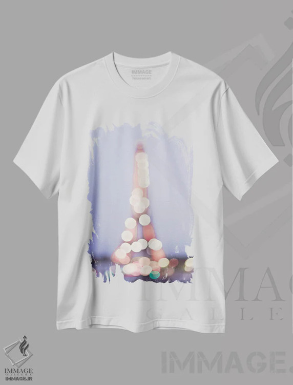 تیشرت سفید طرح دار چراغ های برج ایفل، مدیوم اثر کارولین مینت | فروشگاه ایماژ