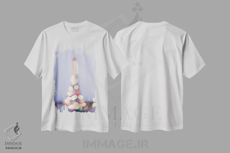 تیشرت سفید طرح دار چراغ های برج ایفل، مدیوم اثر کارولین مینت | فروشگاه ایماژ