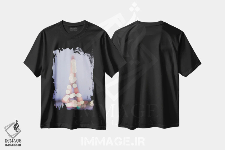 تیشرت مشکی طرح دار چراغ های برج ایفل، مدیوم اثر کارولین مینت | immage.ir