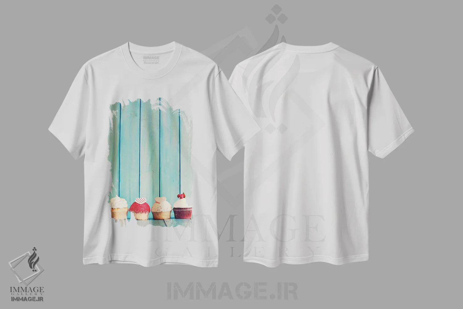 تیشرت سفید طرح دار چهار کاپ کیک، مدیوم اثر کارولین مینت | immage.ir