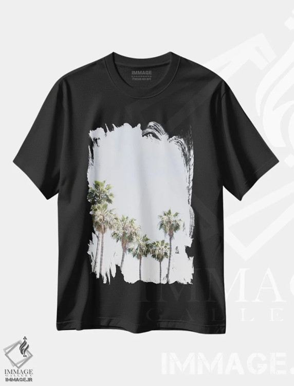 تیشرت مشکی طرح دار نخل ها، مدیوم اثر کارولین مینت | immage.ir