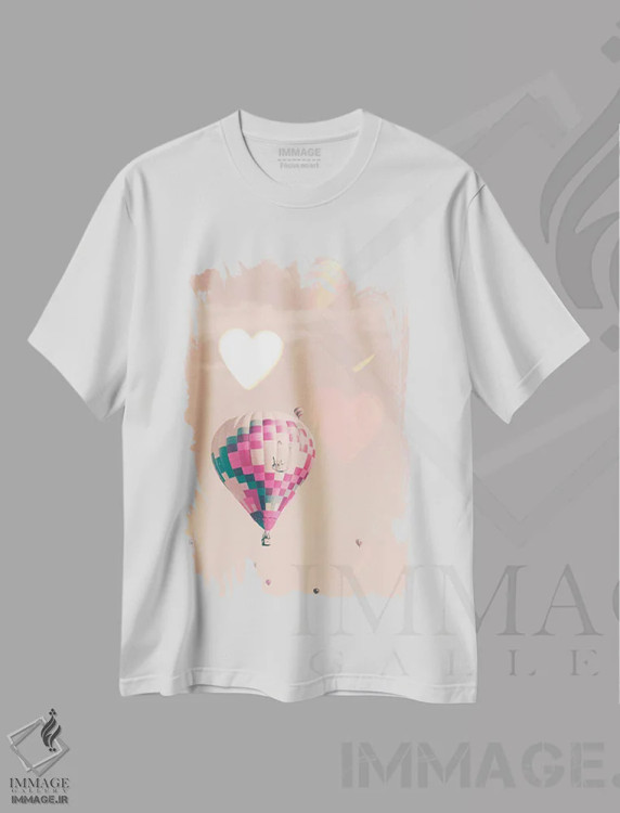 تیشرت سفید طرح دار بالون عشق، مدیوم اثر کارولین مینت | immage.ir