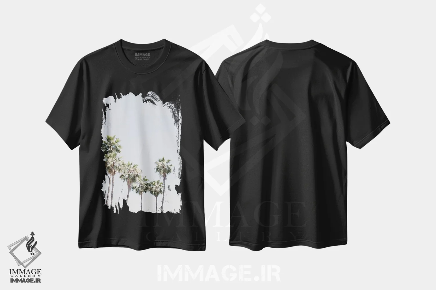 تیشرت مشکی طرح دار نخل ها، مدیوم اثر کارولین مینت | immage.ir