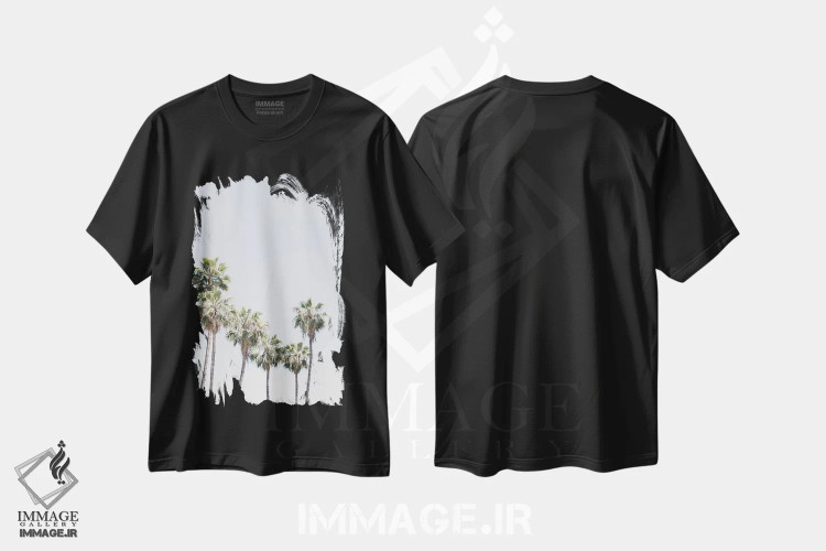 تیشرت مشکی طرح دار نخل ها، مدیوم اثر کارولین مینت | immage.ir