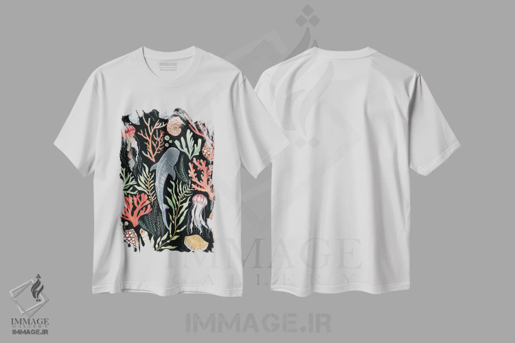 تیشرت سفید طرح دار کوسه نهنگ، دکور ساحلی اثر کلارا مک آلیستر | immage.ir
