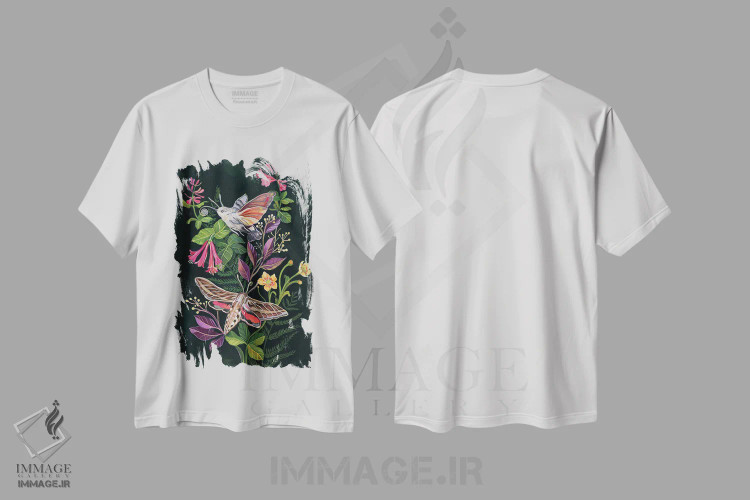 تیشرت سفید طرح دار شب پره مرغ مگس خوار، دکور معاصر اثر کلارا مک آلیستر | فروشگاه ایماژ