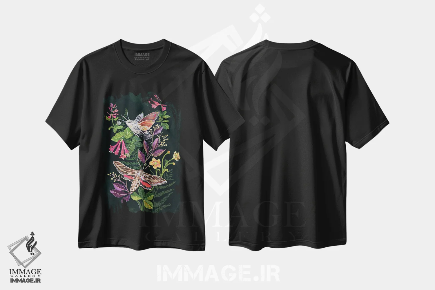 تیشرت مشکی طرح دار شب پره مرغ مگس خوار، دکور معاصر اثر کلارا مک آلیستر | immage.ir