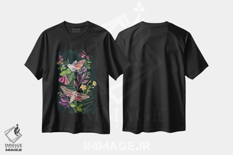 تیشرت مشکی طرح دار شب پره مرغ مگس خوار، دکور معاصر اثر کلارا مک آلیستر | immage.ir