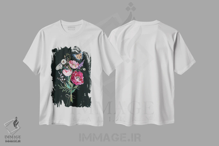 تیشرت سفید طرح دار دسته گل گل دار، دکور معاصر اثر کلارا مک آلیستر | فروشگاه ایماژ