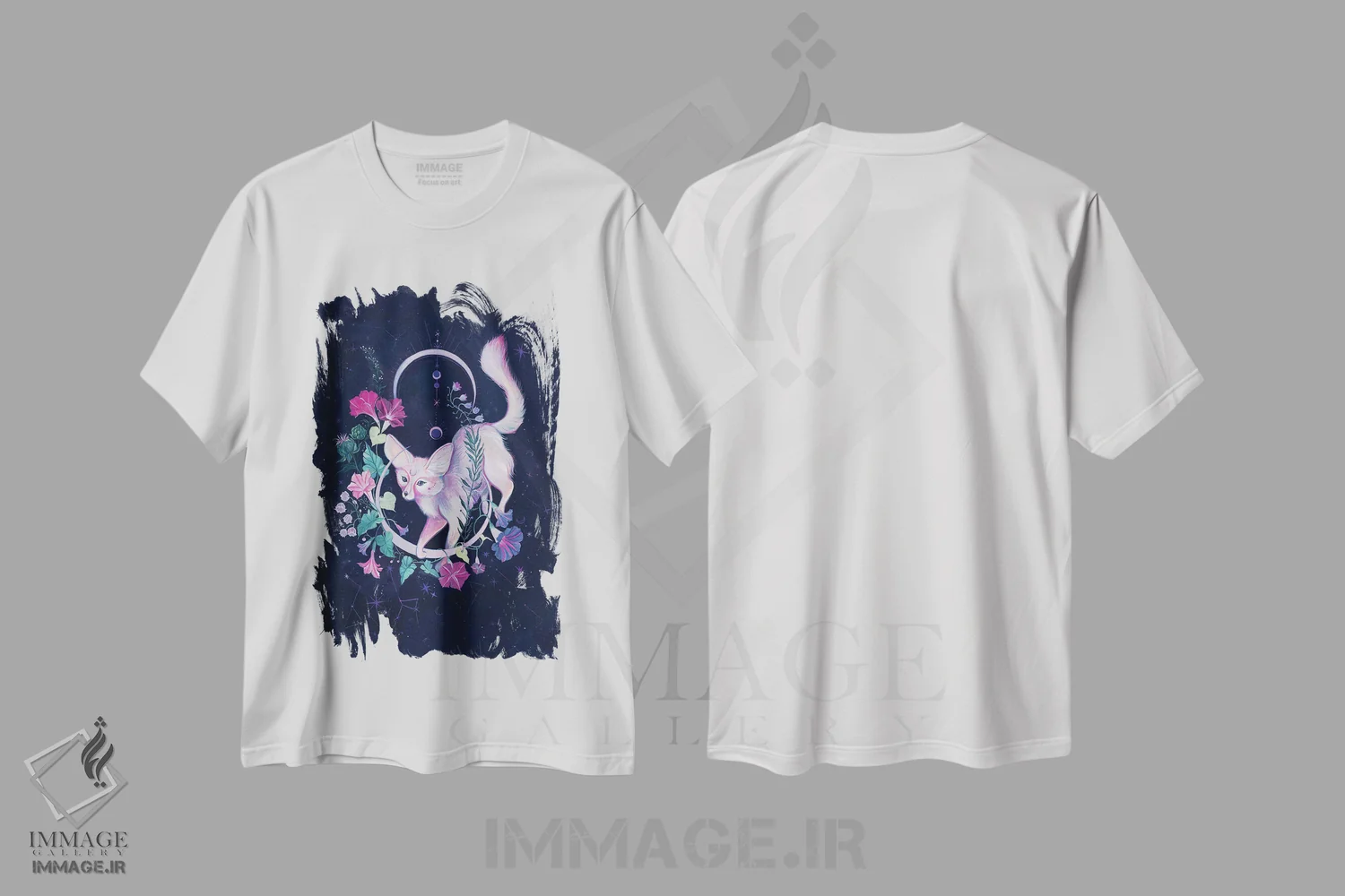 تیشرت سفید طرح دار روباه کیهانی، دکور معاصر اثر کلارا مک آلیستر | فروشگاه ایماژ
