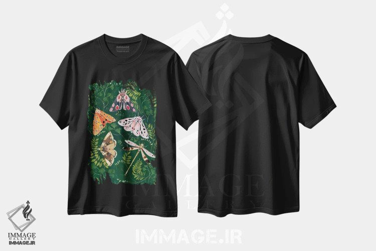 تیشرت مشکی طرح دار شب پره ها، دکور معاصر اثر کلارا مک آلیستر | فروشگاه ایماژ