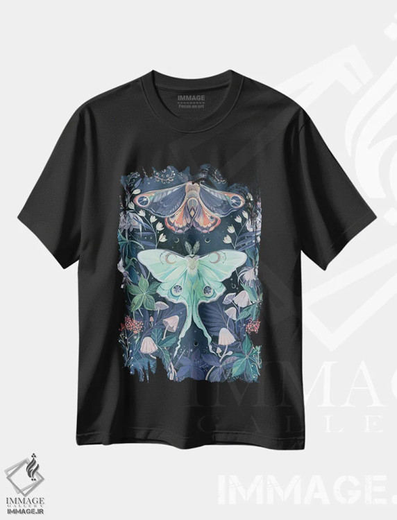 تیشرت مشکی طرح دار شب پره های لونا، دکور معاصر اثر کلارا مک آلیستر | immage.ir
