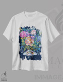 تیشرت سفید طرح دار دسته گل شب پره، تزئینی اثر کلارا مک آلیستر | فروشگاه ایماژ