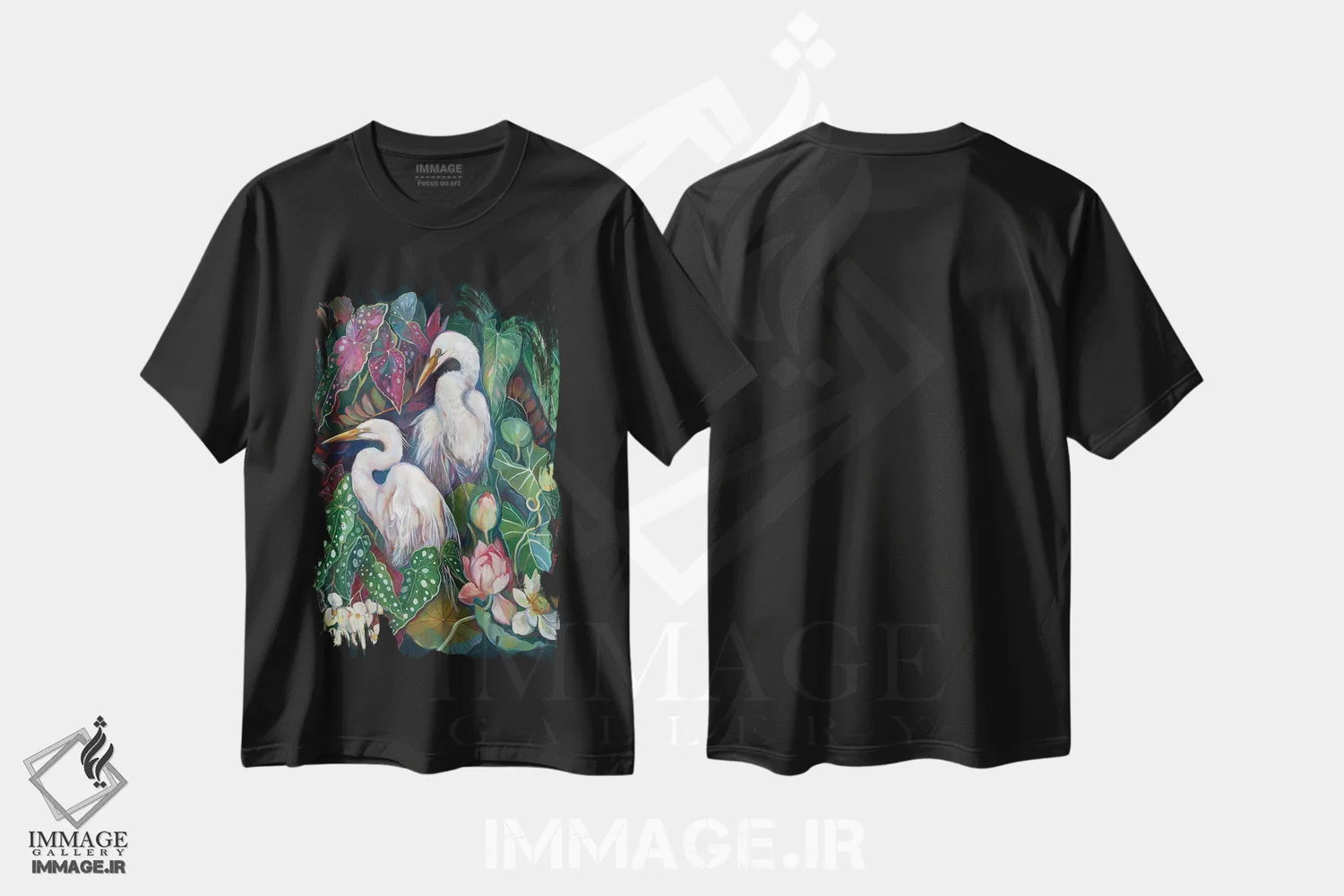 تیشرت مشکی طرح دار آگرت و بگونیاها، تزئینی اثر کلارا مک آلیستر | فروشگاه ایماژ