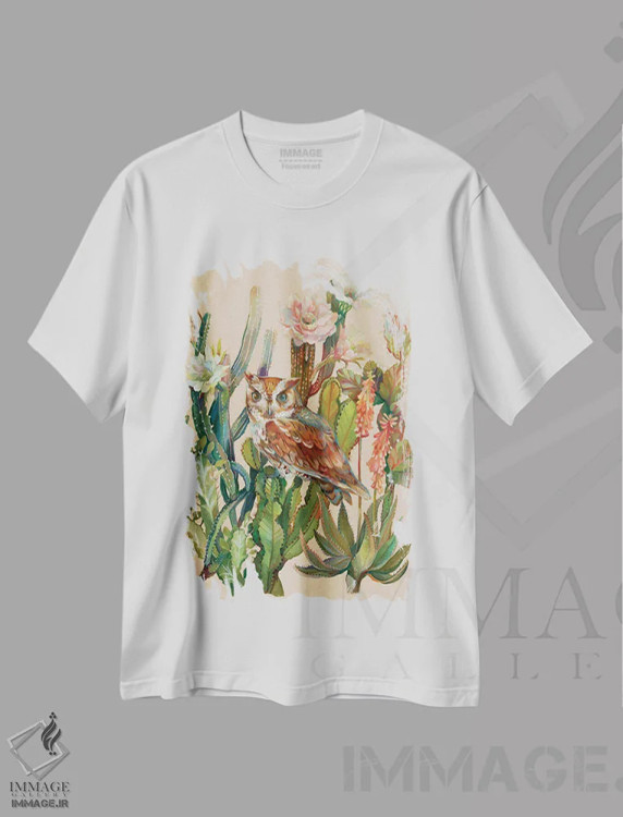 تیشرت سفید طرح دار جغد بیابانی، تزئینی اثر کلارا مک آلیستر | فروشگاه ایماژ
