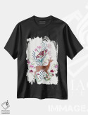 تیشرت مشکی طرح دار گوزن گل دار، دکور معاصر اثر کلارا مک آلیستر | فروشگاه ایماژ