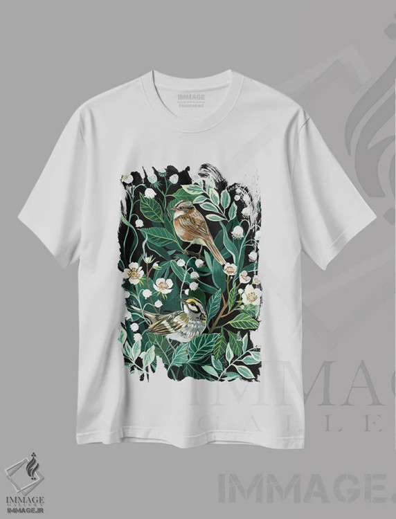 تیشرت سفید طرح دار زنبق دره، دکور معاصر اثر کلارا مک آلیستر | فروشگاه ایماژ