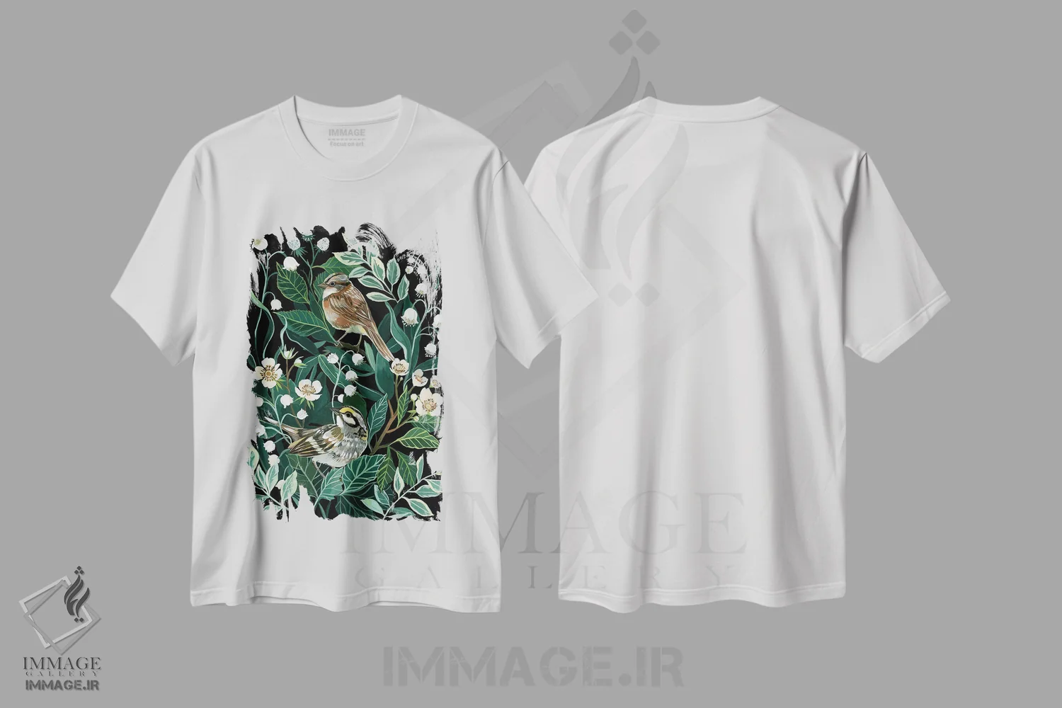 تیشرت سفید طرح دار زنبق دره، دکور معاصر اثر کلارا مک آلیستر | فروشگاه ایماژ