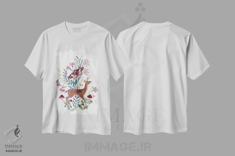 تیشرت سفید طرح دار گوزن گل دار، دکور معاصر اثر کلارا مک آلیستر | immage.ir