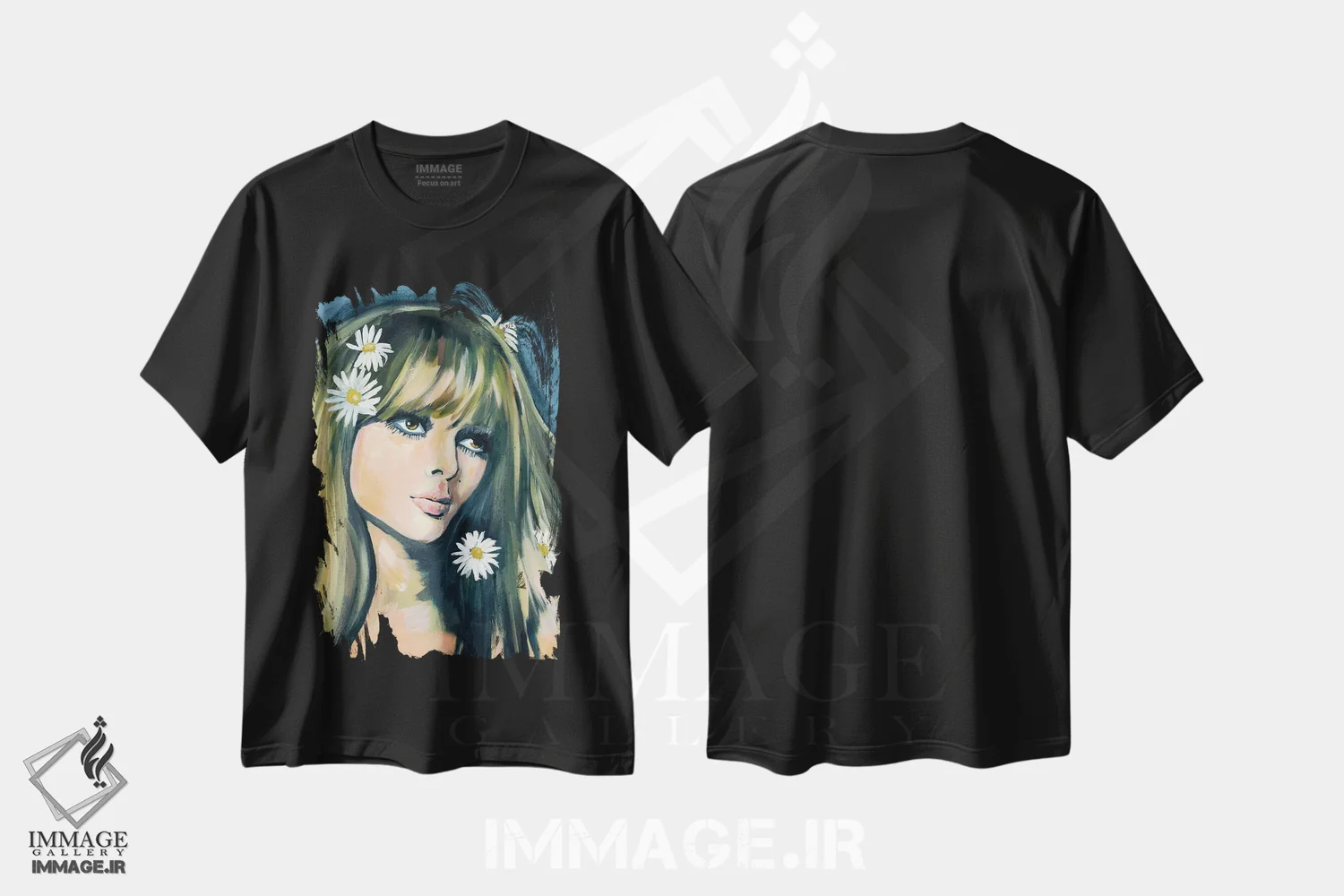 تیشرت مشکی طرح دار دختر دهه هفتاد، هنر فاخر معاصر اثر کتی مینگوس | immage.ir